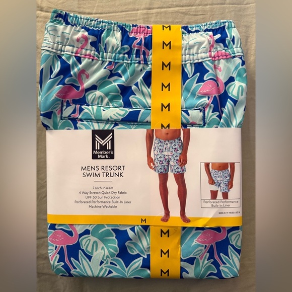 Member's Mark Men's Resort Swim Trunk, Blue Flamingo - Picture 6 of 7